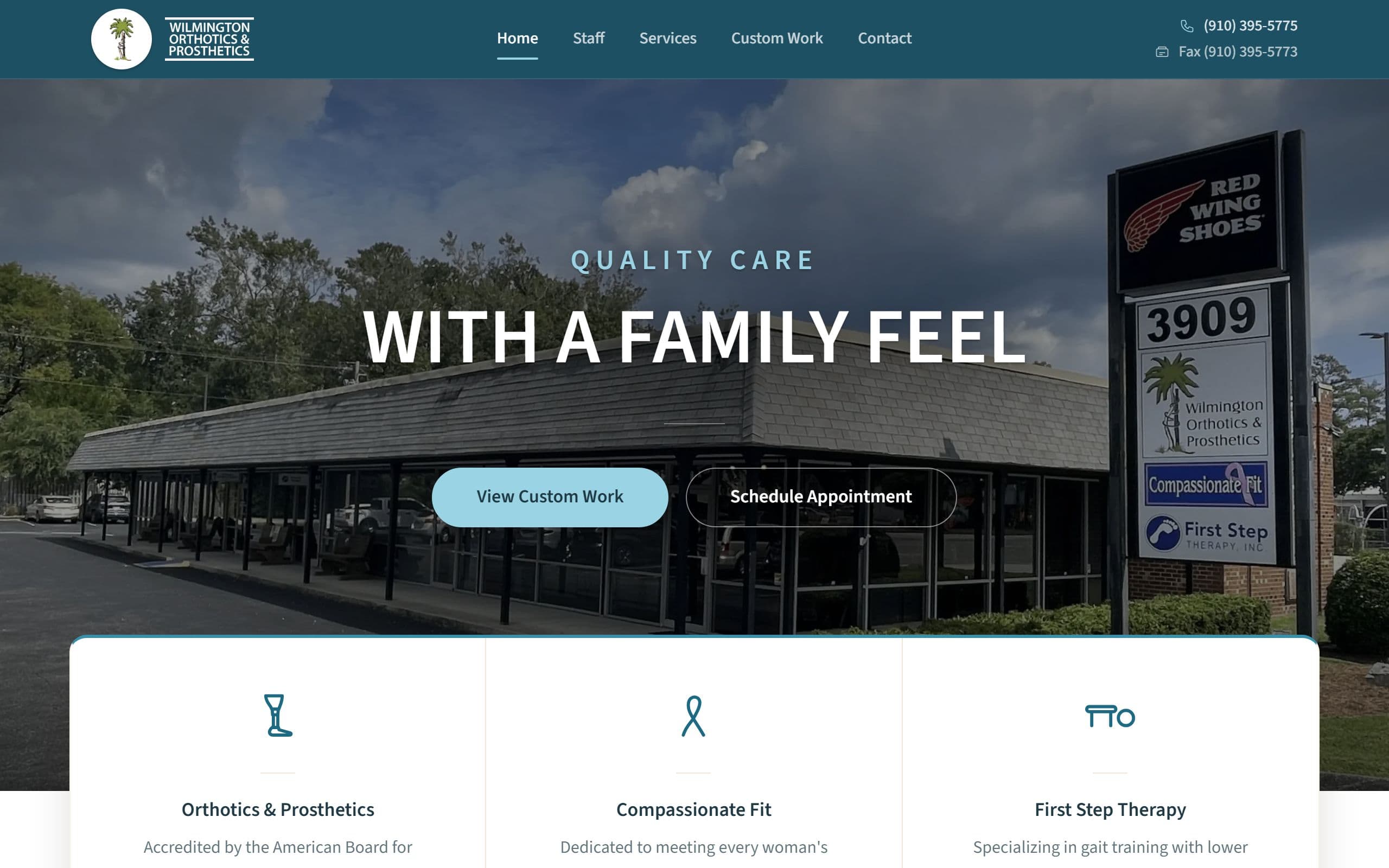 Screenshot of Wilmington Orthotics & Prosthetics